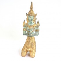 veche statueta Rattanakosin " Namaskara Mudra ". bronz patinat. Thailanda. cca 1920